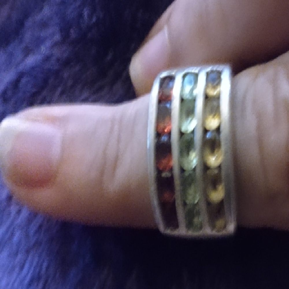 Vtg Sterling Silver Gemstone Ring - image 1